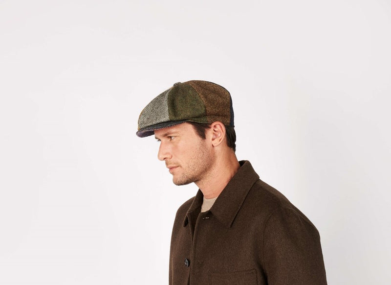 Load image into Gallery viewer, Hanna Hats Mens Eight Piece Cap Patchwork Tweed
