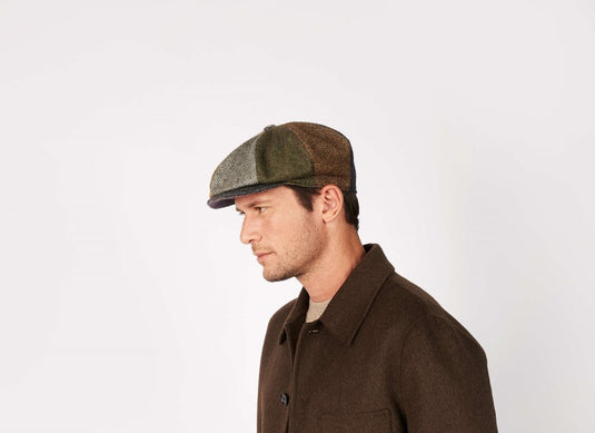 Hanna Hats Mens Eight Piece Cap Patchwork Tweed