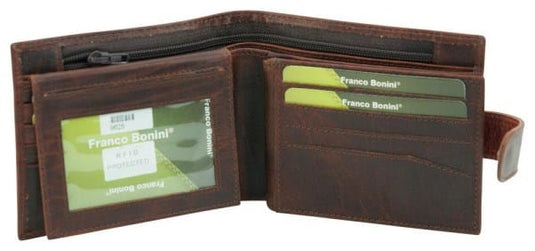 Franco Bonini Mens 15 Card Slot Soft Leather Wallet