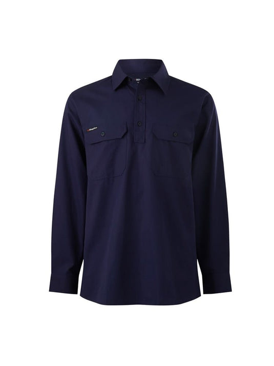 King Gee Mens Workcool Closed Front Shirt Long Sleeve