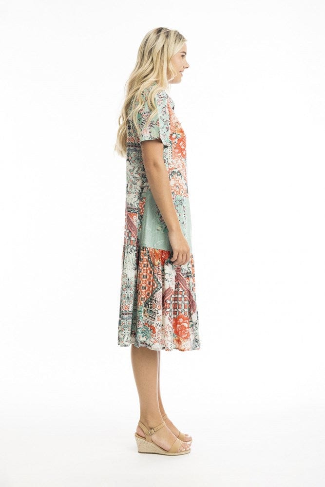 Load image into Gallery viewer, Orientique Womens Ishigaki Midi Patch Dress
