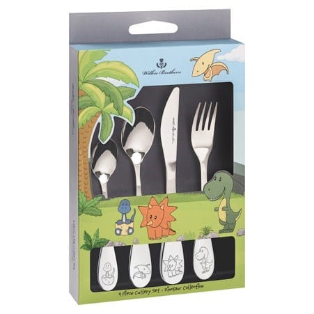 Load image into Gallery viewer, Wilkie Brothers 4 Piece Children's Cutlery Set - Dinosaur
