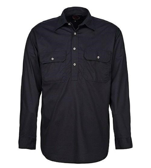 Pilbara Mens Black Closed Front L/S Shirt