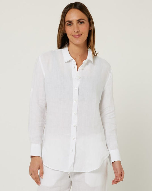Pilbara Womens Florence Classic Linen Shirt - White