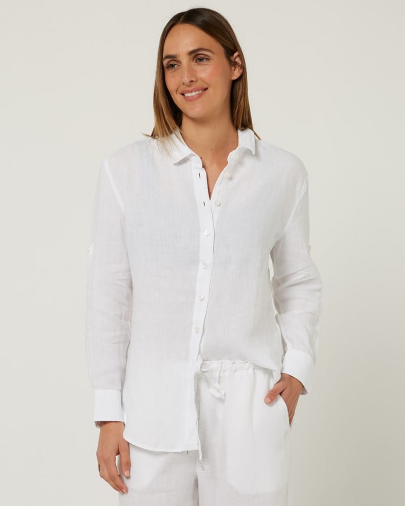 Load image into Gallery viewer, Pilbara Womens Florence Classic Linen Shirt - White
