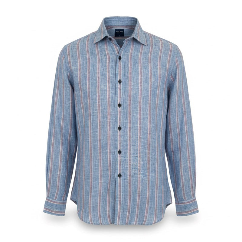Load image into Gallery viewer, Abelard Mens Striped Linen Long Sleeve Shirt
