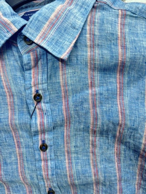 Load image into Gallery viewer, Abelard Mens Striped Linen Long Sleeve Shirt
