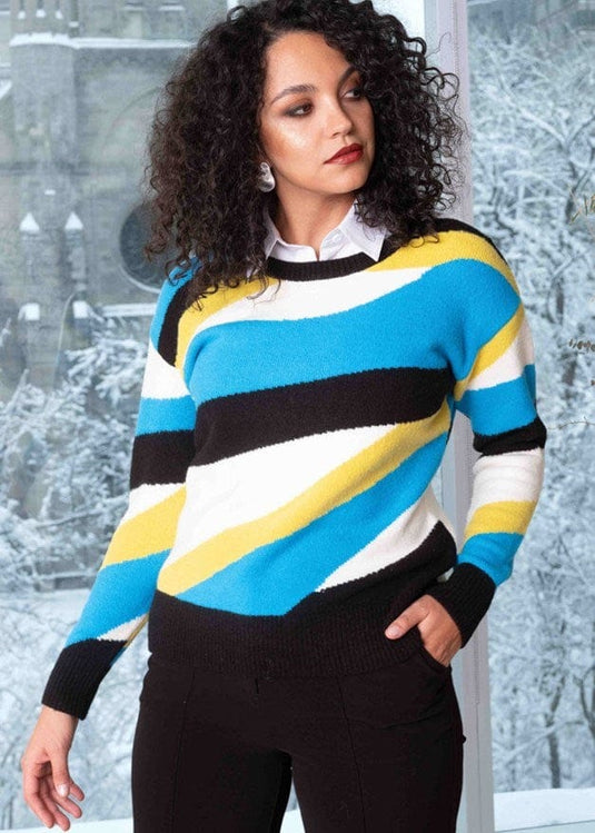 Alison Sheri Striped Ocean Sweater