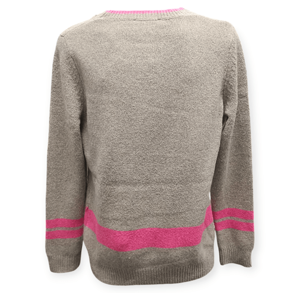 Load image into Gallery viewer, Alison Sheri Taupe Pink Stripe Sweater
