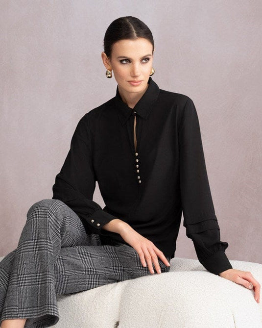 Alison Sheri Womens Black Blouse