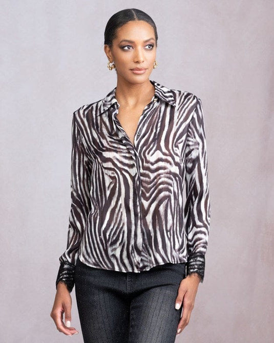 Alison Sheri Womens Zebra Print Blouse