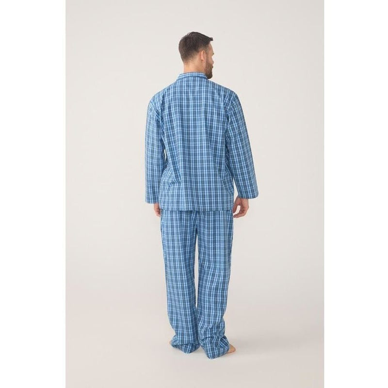 Load image into Gallery viewer, Contare Lynx Marina Blue Check Flannel Long Sleeve Pyjama Set
