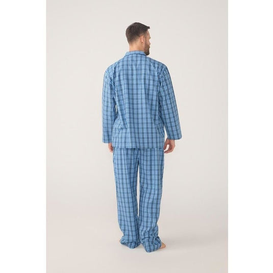 Contare Lynx Marina Blue Check Flannel Long Sleeve Pyjama Set