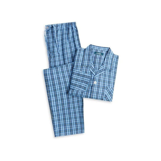 Contare Lynx Marina Blue Check Flannel Long Sleeve Pyjama Set
