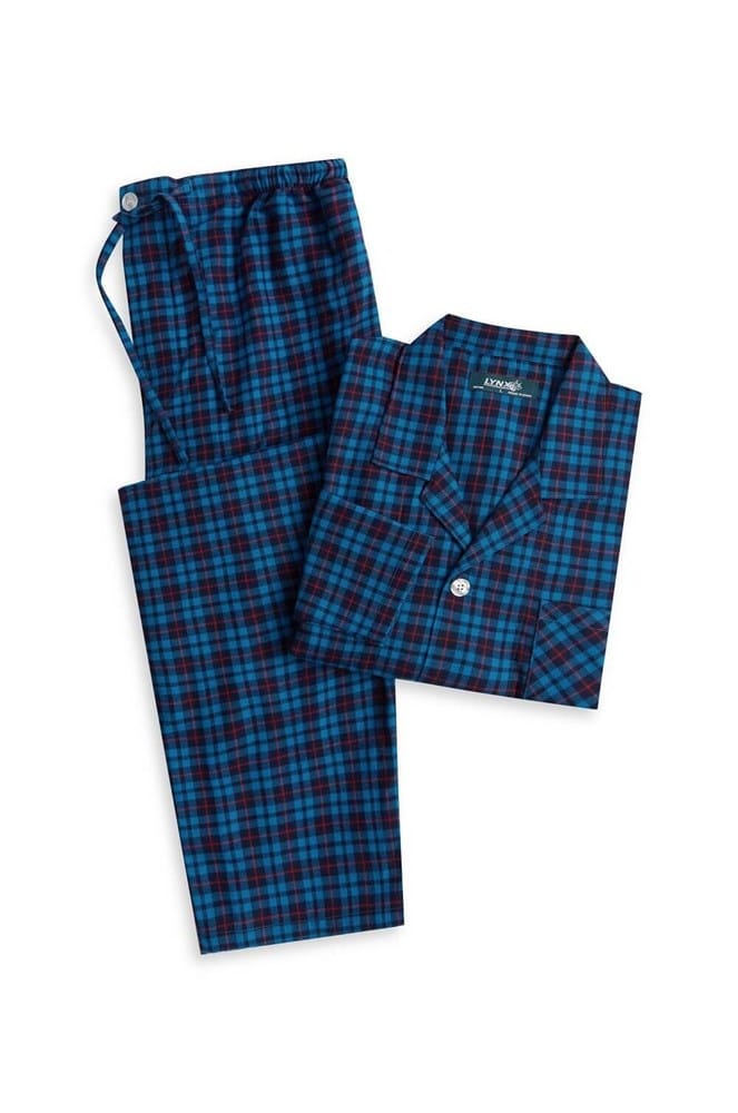 Load image into Gallery viewer, Contare Lynx Vallarta Blue Check Flannel Long Sleeve Pyjama Set
