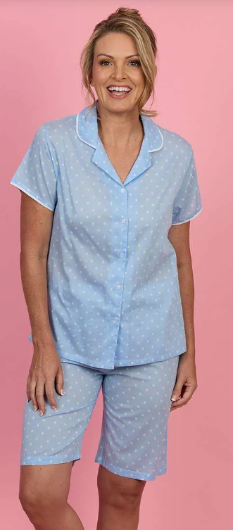 French Country Womens PJ Cap Knee Polka Dot