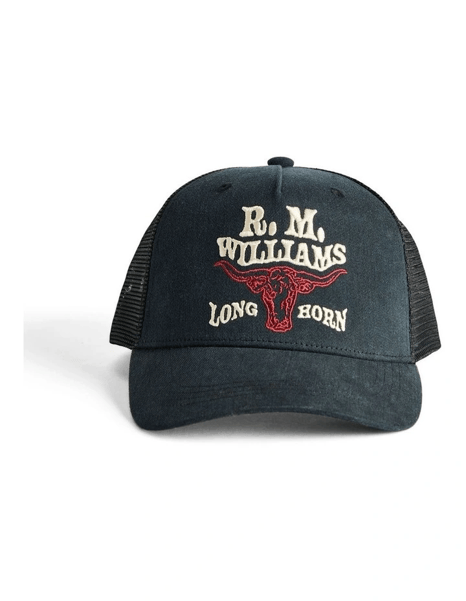 Load image into Gallery viewer, R.M. Williams RMW Longhorn Trucker Cap - Black Wash
