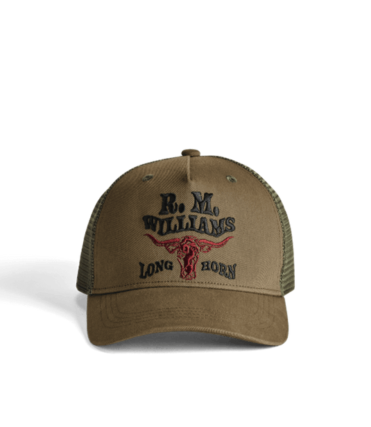 R.M. Williams RMW Longhorn Trucker Cap - Dark Olive