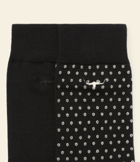 RM Williams Nelson Polka Dot Sock 2 Pack – Black-Cream