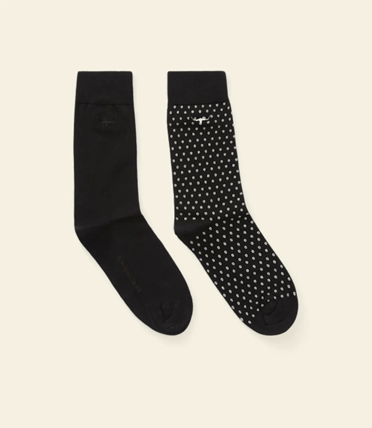 RM Williams Nelson Polka Dot Sock 2 Pack – Black-Cream