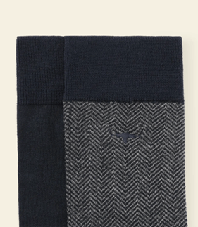 RM Williams Nelson Herringbone Socks  Navy Grey