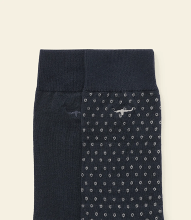 RM Williams Nelson Polka Dot Sock 2 Pack – Navy/Grey
