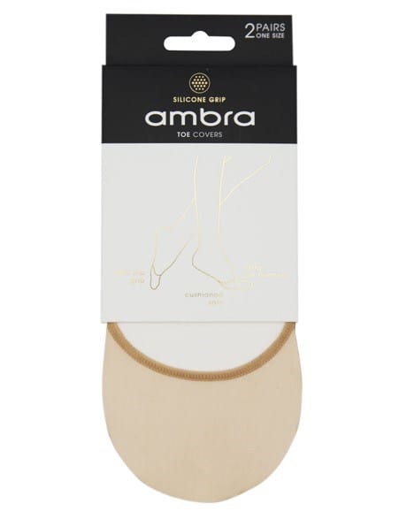 Ambra Womens 2pk Toe Cover Nude/Black