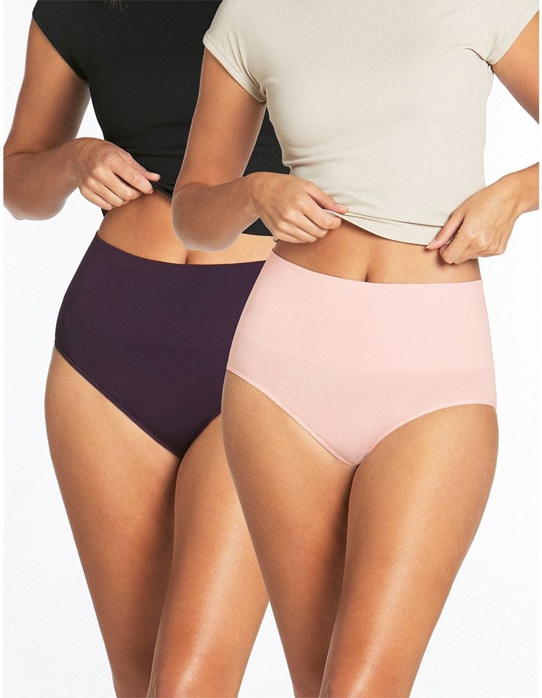 Load image into Gallery viewer, Ambra Womens Seamless Smoothies Recycled Full Brief 2 Pack - Pink Pearl/Indigo
