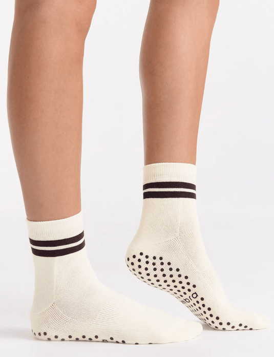 Ambra Womens Organic Cotton Grip Crew Sock - Buttercream