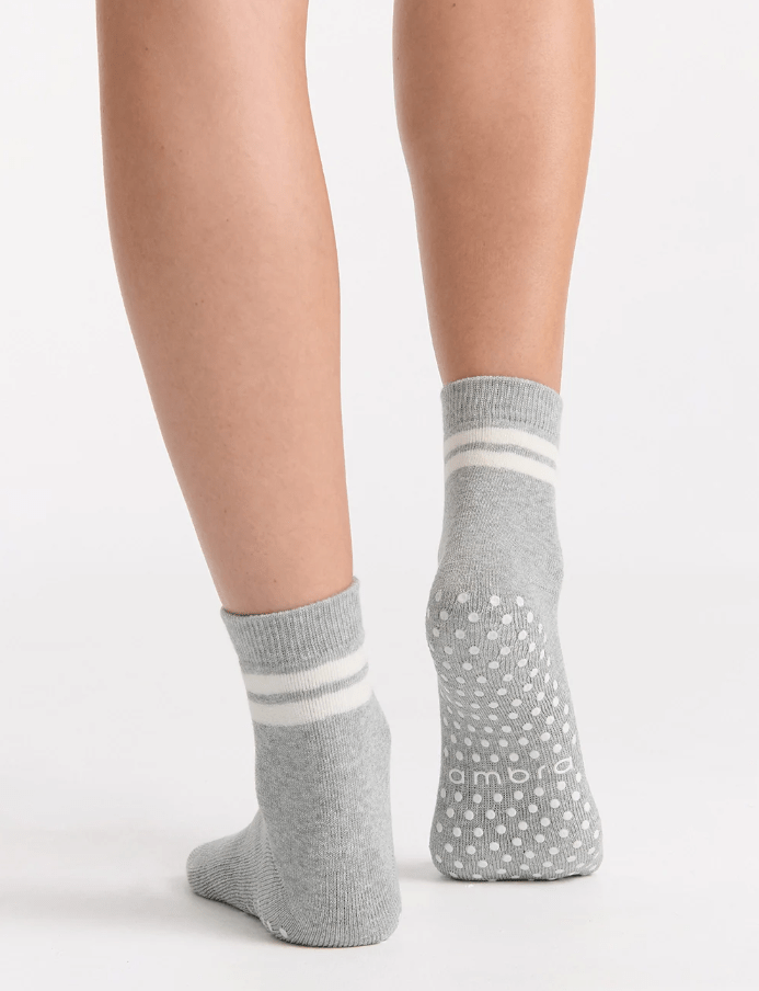 Load image into Gallery viewer, Ambra Womens Organic Cotton Grip Crew Sock - Grey Marle
