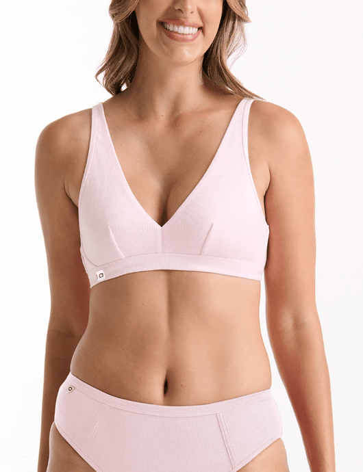 Ambra Womens Refined Rib Plunge Bra