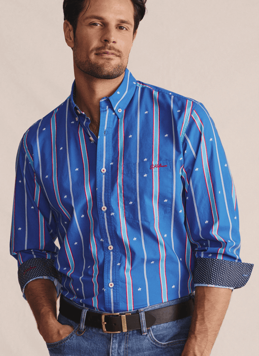 S. Kidman Mens Aberdeen Long Sleeve Shirt - Mid Blue