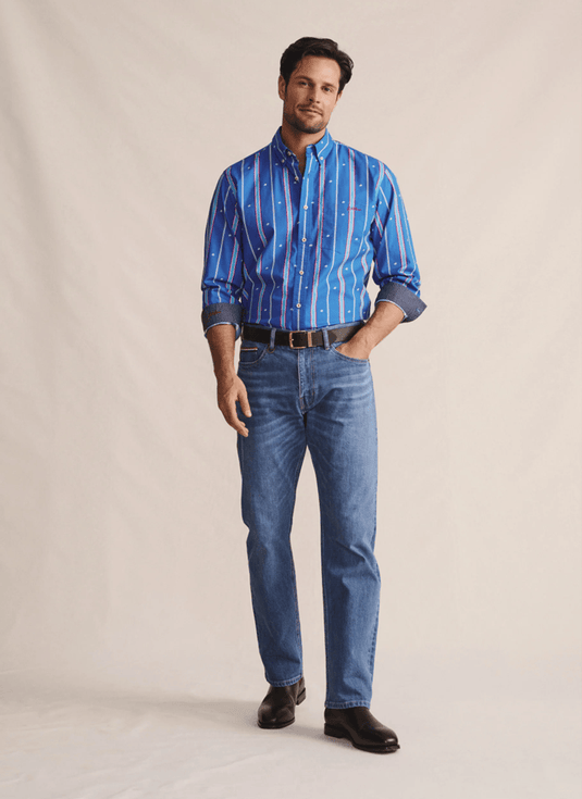 S. Kidman Mens Aberdeen Long Sleeve Shirt - Mid Blue