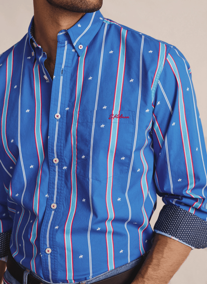 Load image into Gallery viewer, S. Kidman Mens Aberdeen Long Sleeve Shirt - Mid Blue
