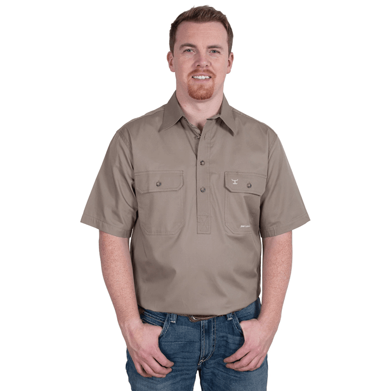 Load image into Gallery viewer, Just Country Adam Half Button Short Sleeve Shirt
