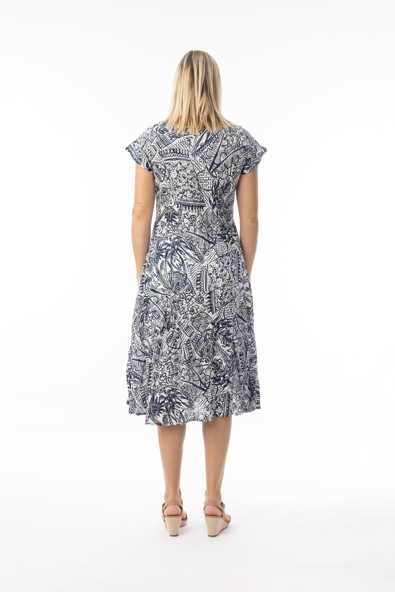 Load image into Gallery viewer, Orientique Womens Aksharay Navy Dress Bias Pockets
