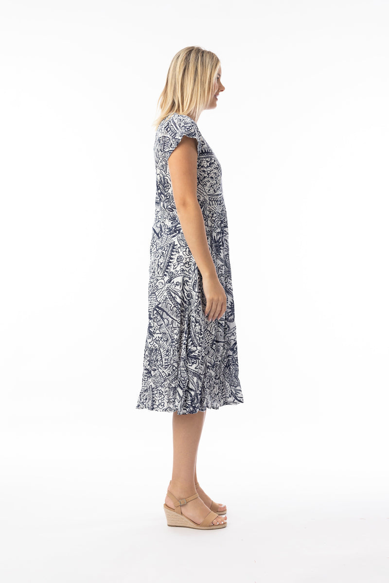 Load image into Gallery viewer, Orientique Womens Aksharay Navy Dress Bias Pockets
