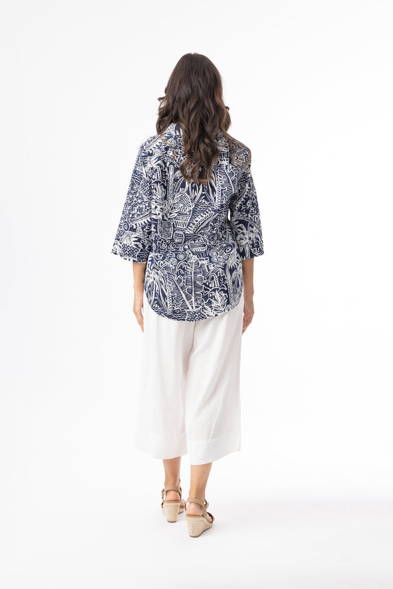 Load image into Gallery viewer, Orientique Womens Aksharay Navy Shirt
