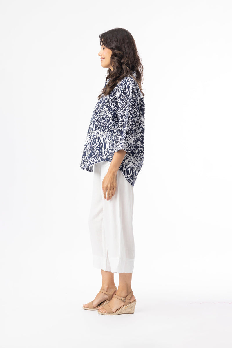 Load image into Gallery viewer, Orientique Womens Aksharay Navy Shirt

