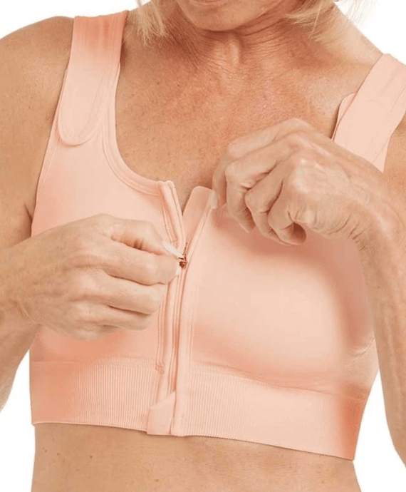 Amoena Womens Pamela Post-Surgical Compression Bra - Rose Nude