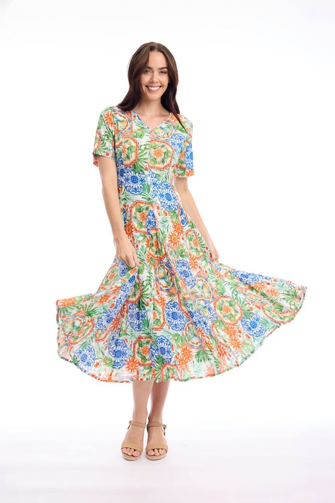 Load image into Gallery viewer, Orientique Womens Antibes Dress Godet
