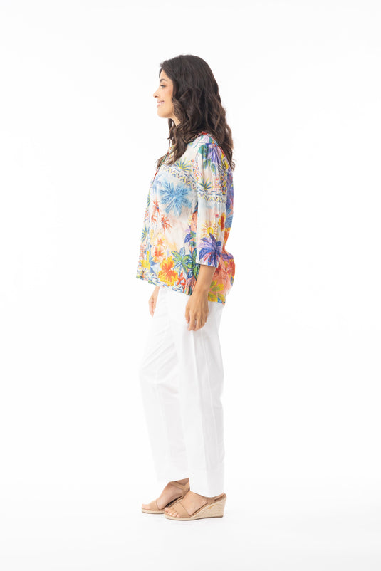 Orientique Womens Aruba Top Frill Neckline