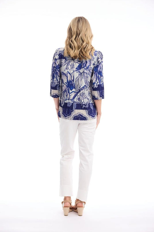 Orientique Womens Avignon Top Frill Neckline
