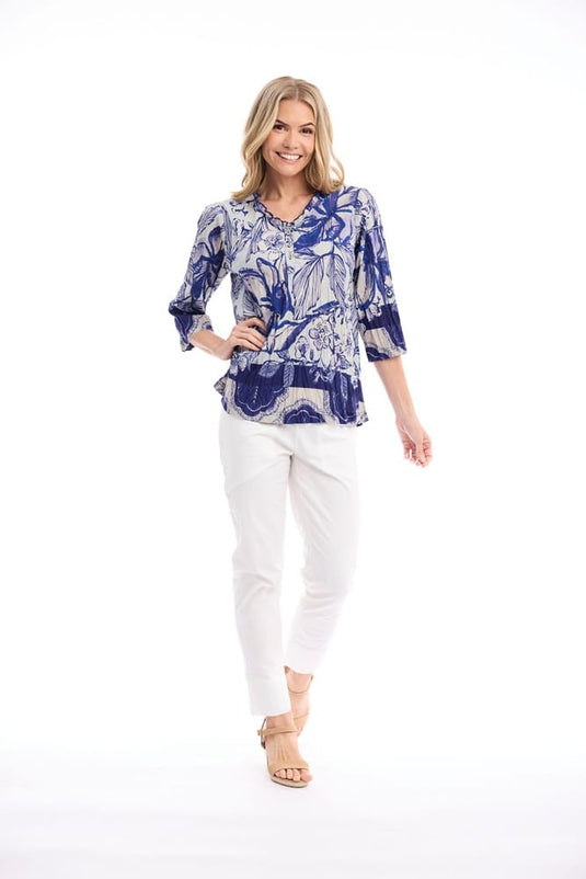 Orientique Womens Avignon Top Frill Neckline