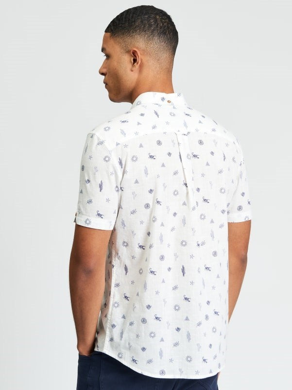 Load image into Gallery viewer, Ben Sherman Mens Short Sleeve Festival Print Shirt in Snow White
