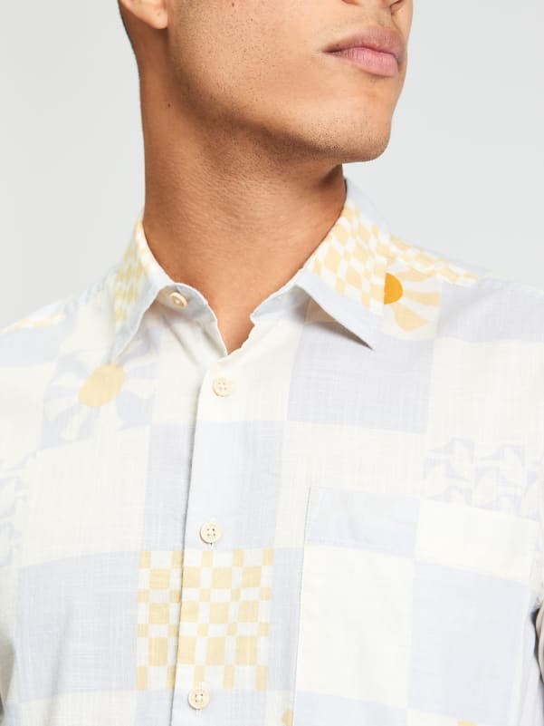 Load image into Gallery viewer, Ben Sherman Mens Short Sleeve Festival Checkerboard Print Shirt in Light Blue
