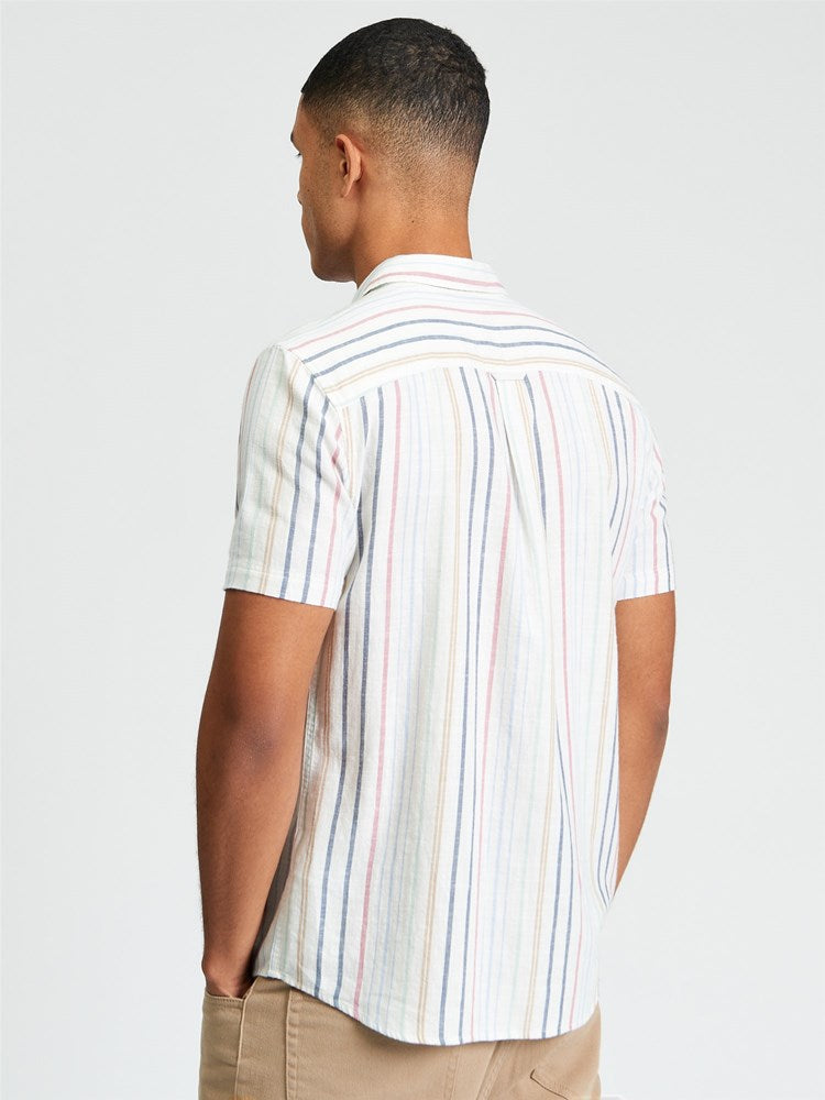 Load image into Gallery viewer, Ben Sherman Mens Short Sleeve Texture Stripe Shirt in Snow White

