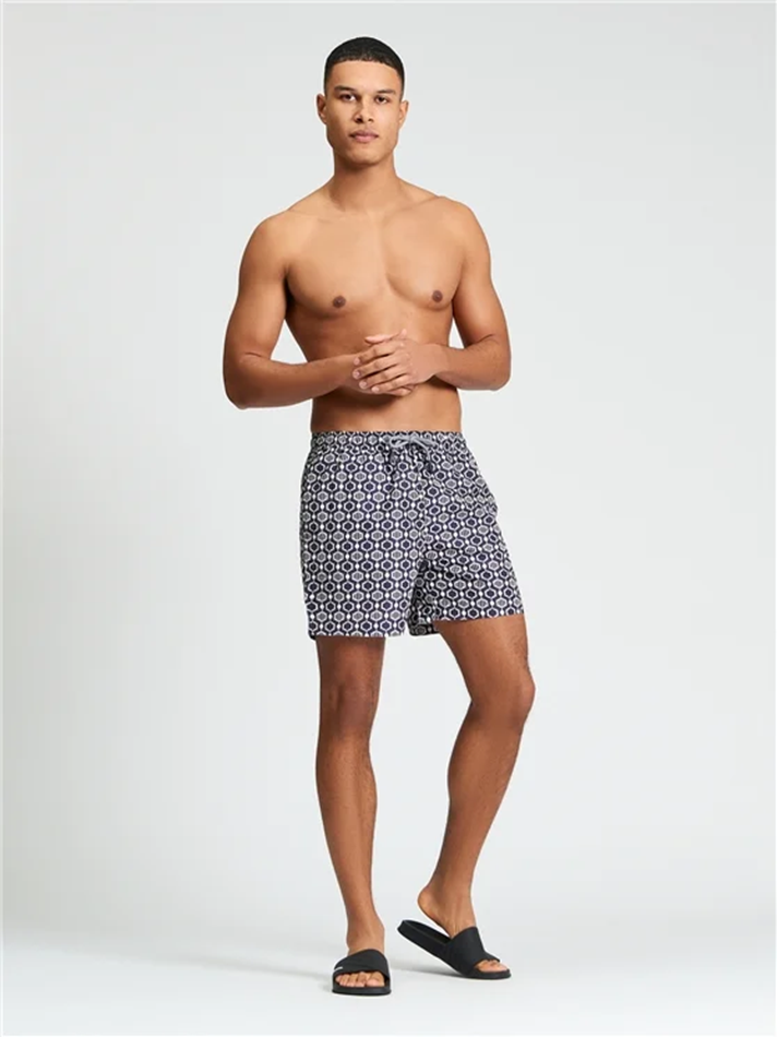 Load image into Gallery viewer, Ben Sherman Mens Mono Geo Swimshort in Twilight Denim
