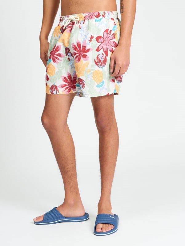 Load image into Gallery viewer, Ben Sherman Mens Cactus Print Swimshort in Ivory
