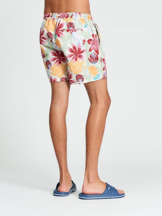 Ben Sherman Mens Cactus Print Swimshort in Ivory